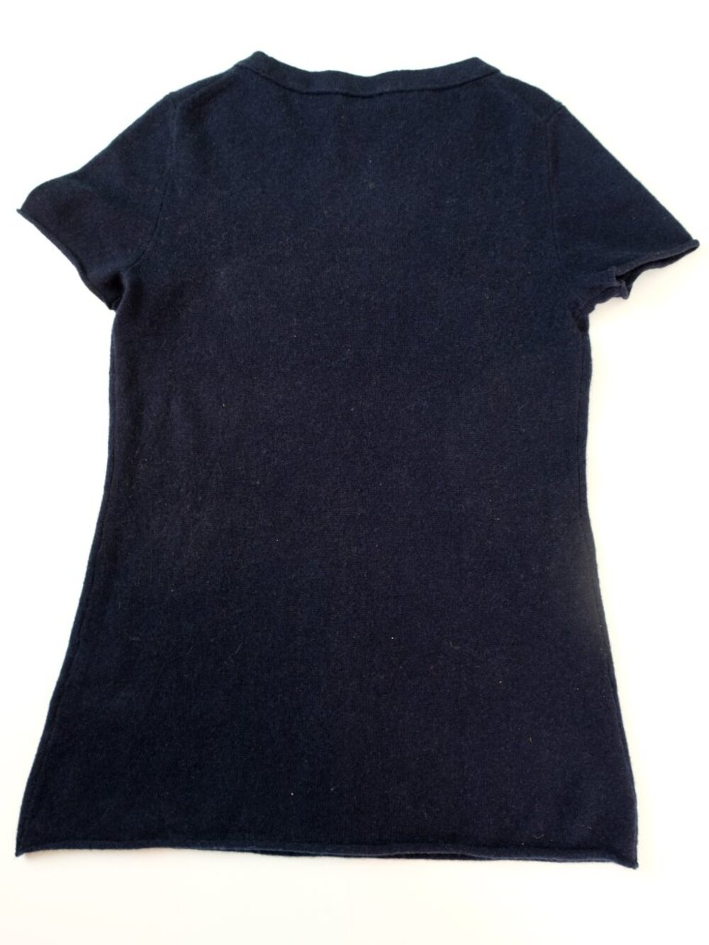 NEW J. CREW 100% Cashmere Short Sleeve Sweater XS Navy Blue Crewneck T-Shirt - Picture 3 of 3